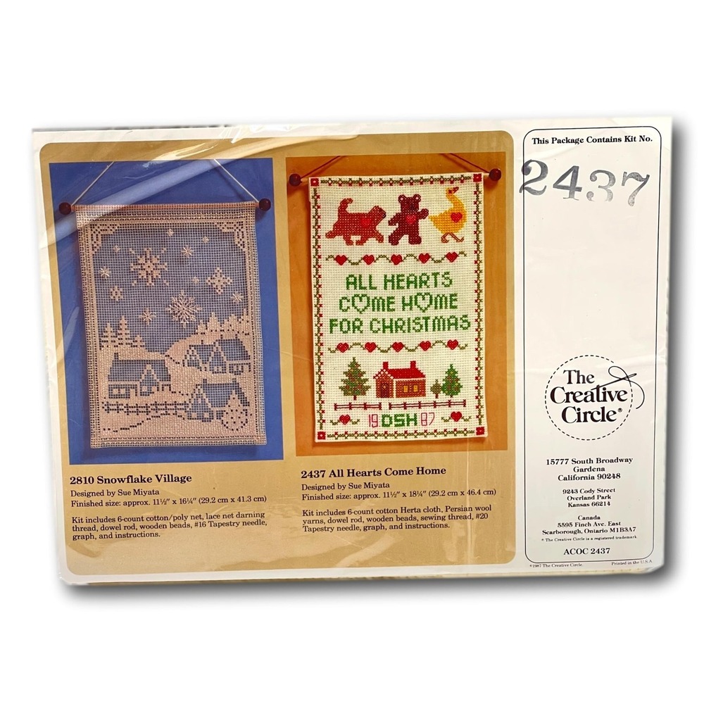 Creative Circle Kit 2437 Sampler All‎ Hearts Come Home for Christmas 1987 Sealed